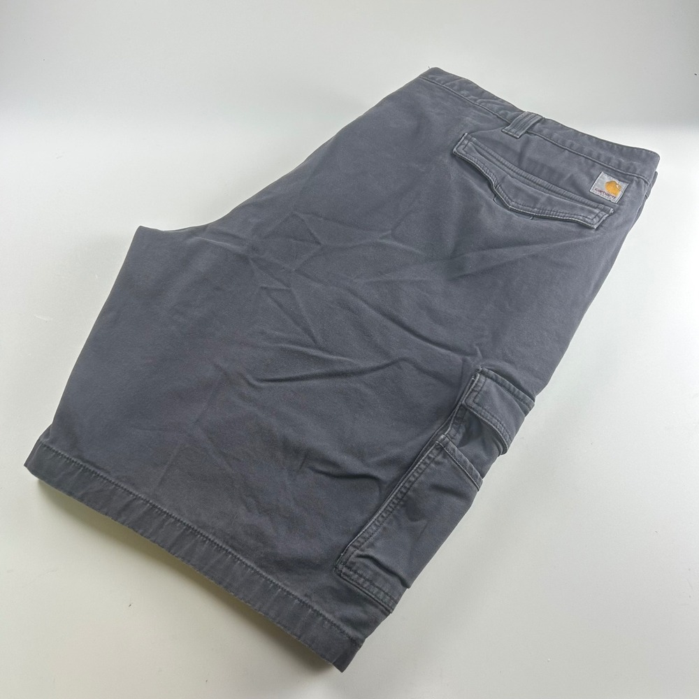 Carhartt Mens 50 Relaxed Fit Rugged Flex Canvas Cargo Utility Work Shorts Grey